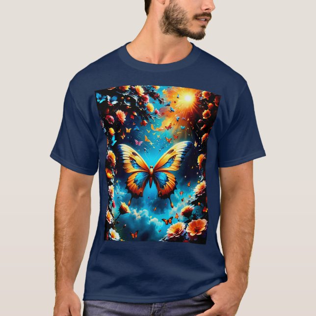 Camiseta Hermoso diseño de mariposa dorada (Anverso)