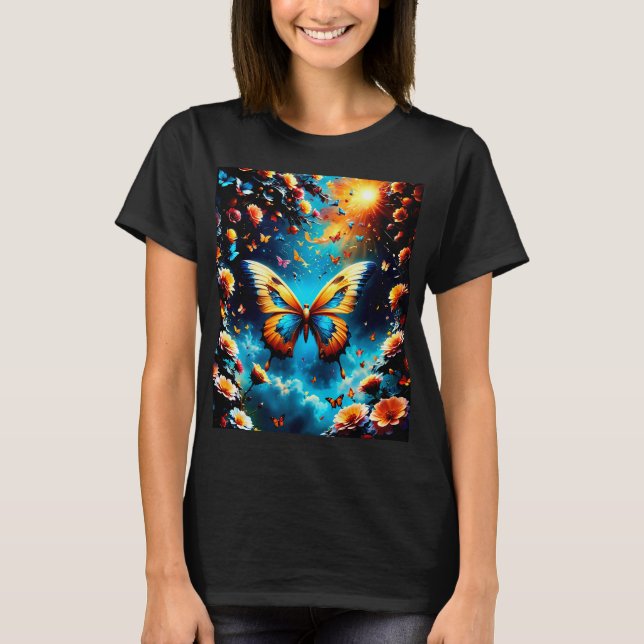 Camiseta Hermoso diseño de mariposa dorada (Anverso)
