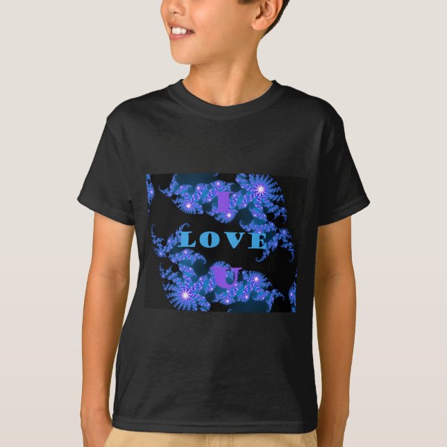 Camiseta Hermoso diseño de patrón de texto de amor azul gal (Anverso)