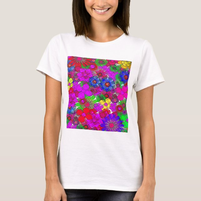 Camiseta Hermoso diseño de patrones florales sorprendentes (Anverso)