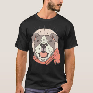 Camiseta Hermoso diseño de perro lindo pitbull feliz