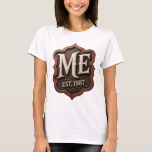 Camiseta Hermoso diseño de texto ME EST 1987 en oro