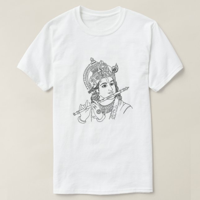 Camiseta Hermoso diseño del bosquejo de lord Krishna (Diseño del anverso)