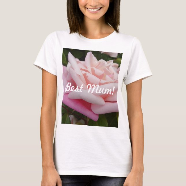 Camiseta Hermoso diseño rosa rosa de la mejor Mamá de flore (Anverso)