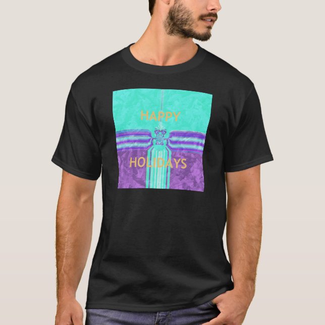 Camiseta Hermoso diseño vector Cyan azul de vacaciones (Anverso)