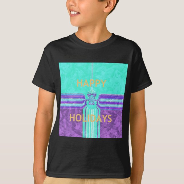 Camiseta Hermoso diseño vector Cyan azul de vacaciones (Anverso)