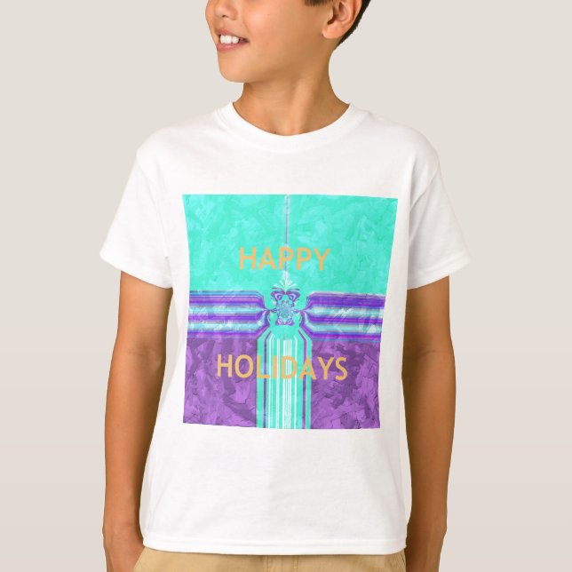 Camiseta Hermoso diseño vector Cyan azul de vacaciones (Anverso)