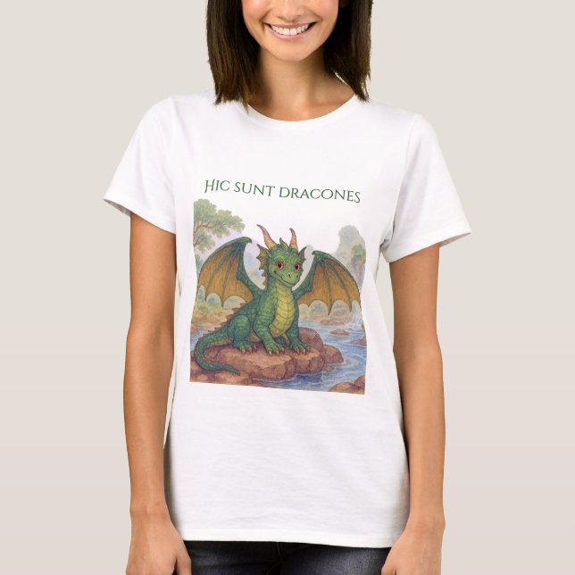 Camiseta Hermoso dragón verde (Anverso)