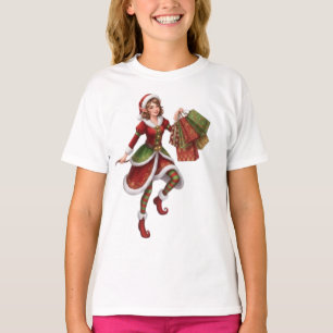 Camiseta Hermoso duende de Navidad en un frenesí de compras