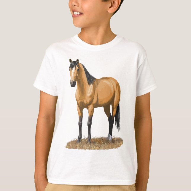 Camiseta Hermoso Dun Quarter Buckskin Horse Stallion Hors (Anverso)