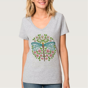 Camiseta Hermoso Exótico Libélula Azul Colores Pastel