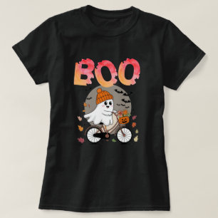 Camiseta Hermoso fantasma de Halloween en una bicicleta