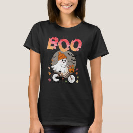 Camiseta Hermoso fantasma de Halloween en una bicicleta