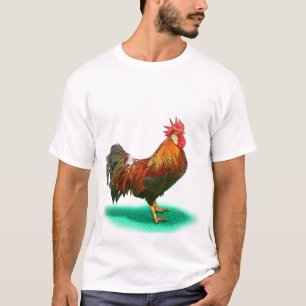 Camiseta Hermoso gallo de gallo con cola colorida