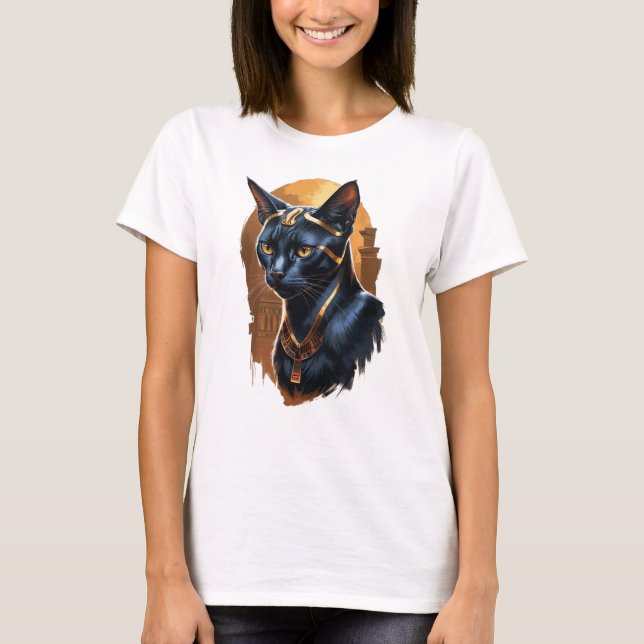 Camiseta Hermoso gato egipcio negro (Anverso)