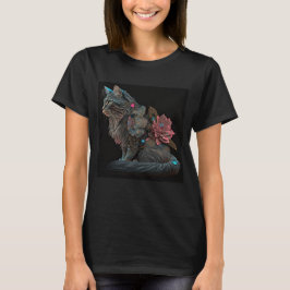 Camiseta Hermoso gato steampunk con flores rosas