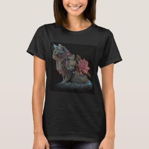 Camiseta Hermoso gato steampunk con flores rosas