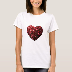 Camiseta Hermoso glamour rojo purpurina brilla corazón