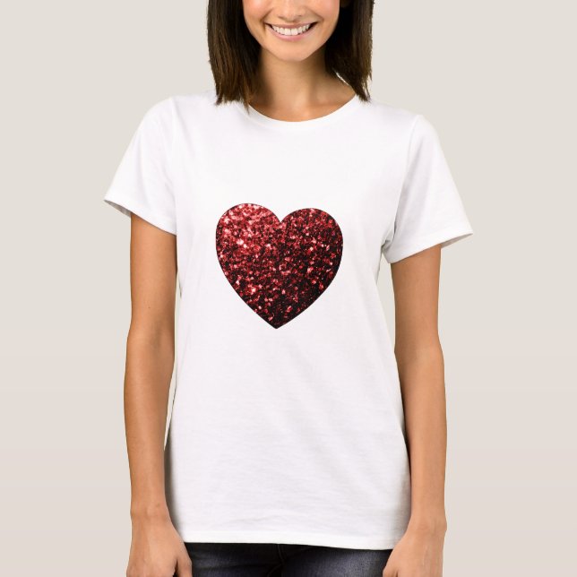 Camiseta Hermoso glamur Purpurina rojo rompe el corazón (Anverso)