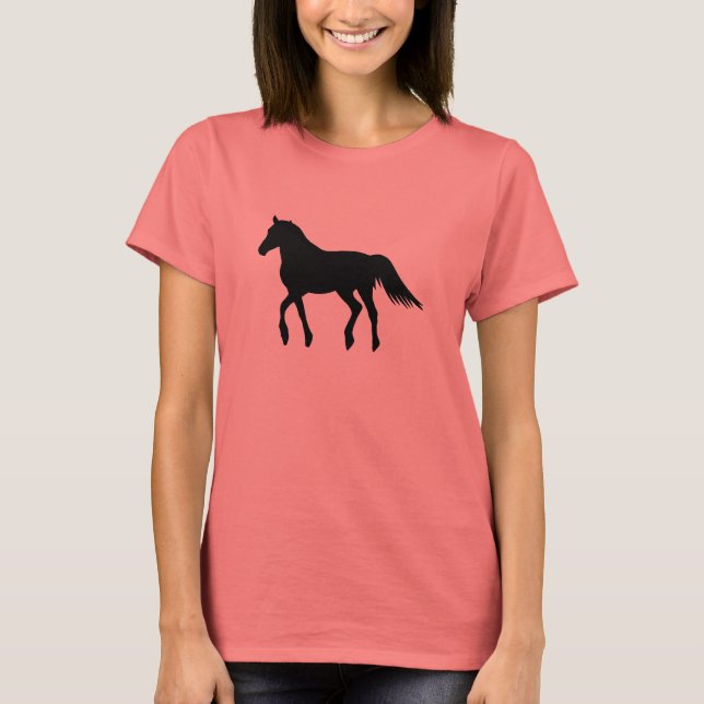Camiseta Hermoso gran caballo negro (Anverso)