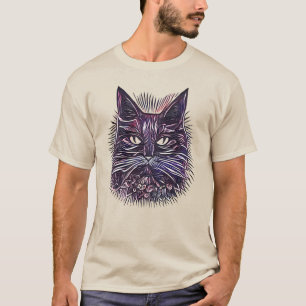 Camiseta Hermoso Ilustracion de Cabeza de Gato