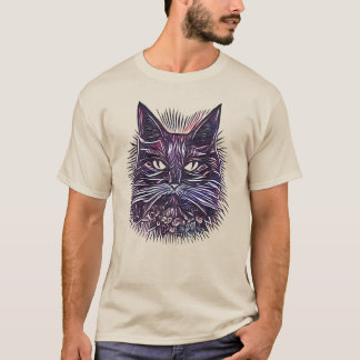 Camiseta Hermoso Ilustracion de Cabeza de Gato