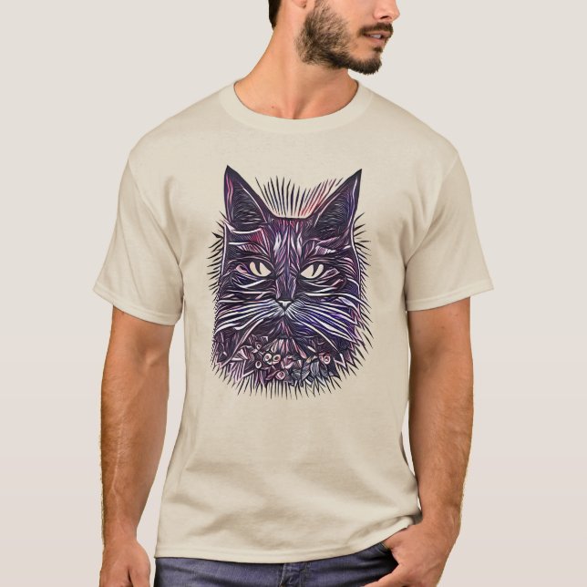 Camiseta Hermoso Ilustracion de Cabeza de Gato (Anverso)