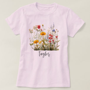 Camiseta Hermoso jardín botánico de flores silvestres en ac