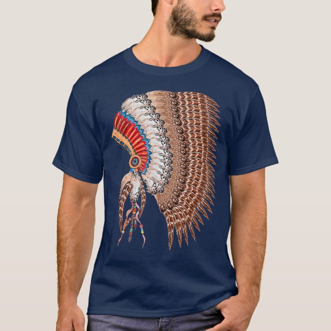 Camiseta Hermoso jefe indio de Warbonnet Headdress (Anverso)