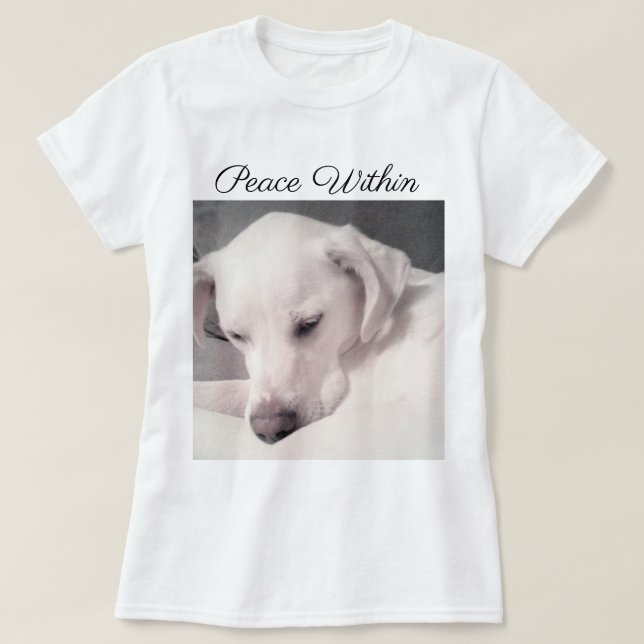 Camiseta Hermoso Labrador Blanco Mezcla Paz de Perro dentro (Diseño del anverso)