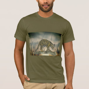 Camiseta Hermoso Leopardo Rubio Pintado A Mano