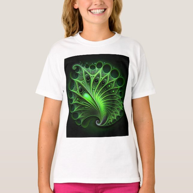 Camiseta Hermoso Mandelbrot Verde (Anverso)