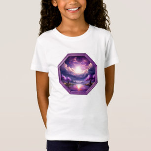 Camiseta Hermoso marco paisaje morado con reflejos
