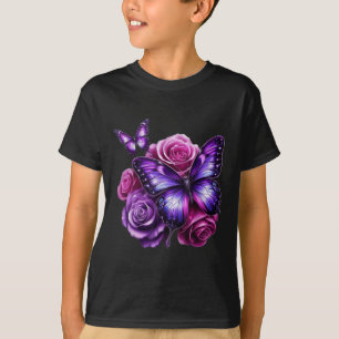 Camiseta Hermoso Mariposa Rosa Púrpura Amantes de las Marip