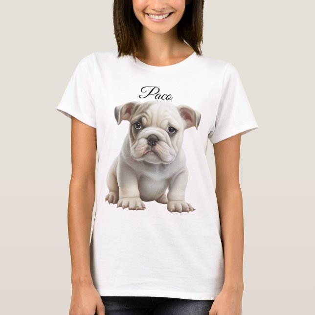 CAMISETA HERMOSO MARRÓN Y PERRO DE BULLDOG BLANCO (Anverso)