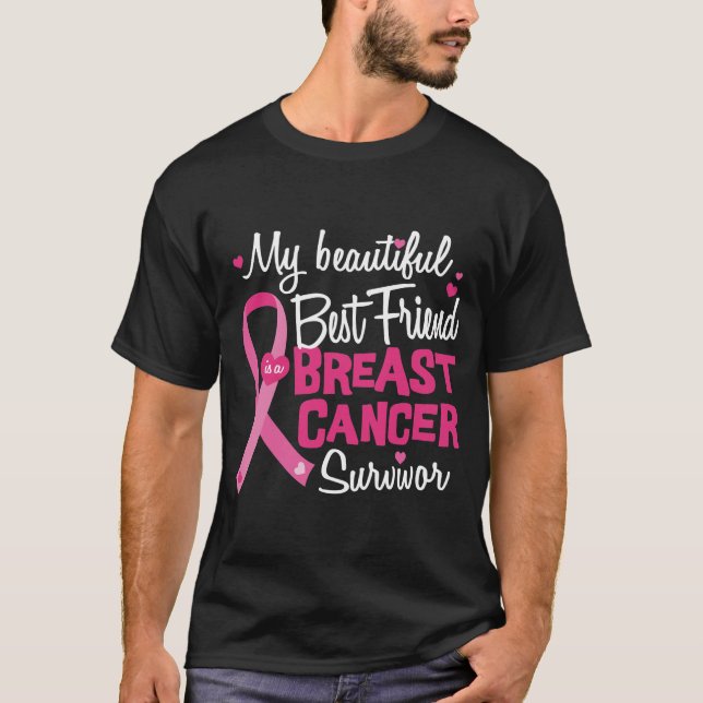 Camiseta Hermoso mejor amigo sobreviviente de cáncer de mam (Anverso)
