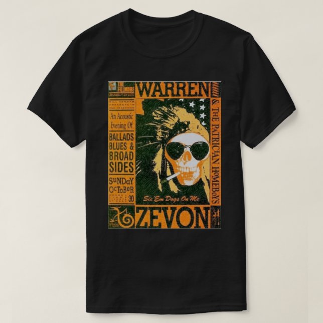 Camiseta Hermoso modelo Warren Art Zevon fanáticos de pelíc (Diseño del anverso)
