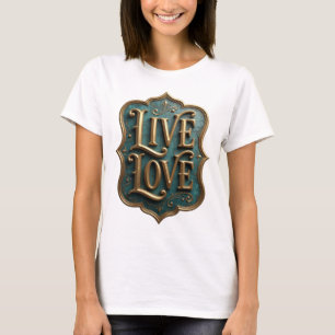 Camiseta Hermoso Motivo Artístico de Oro LIVE LOVE