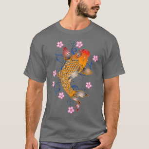 Camiseta Hermoso Naranja Koi Fish Estilo Japonés Premium