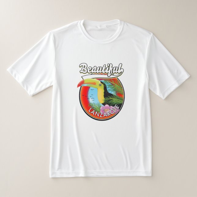 Camiseta Hermoso parche de viajes de Lanzarote. (Distribución)