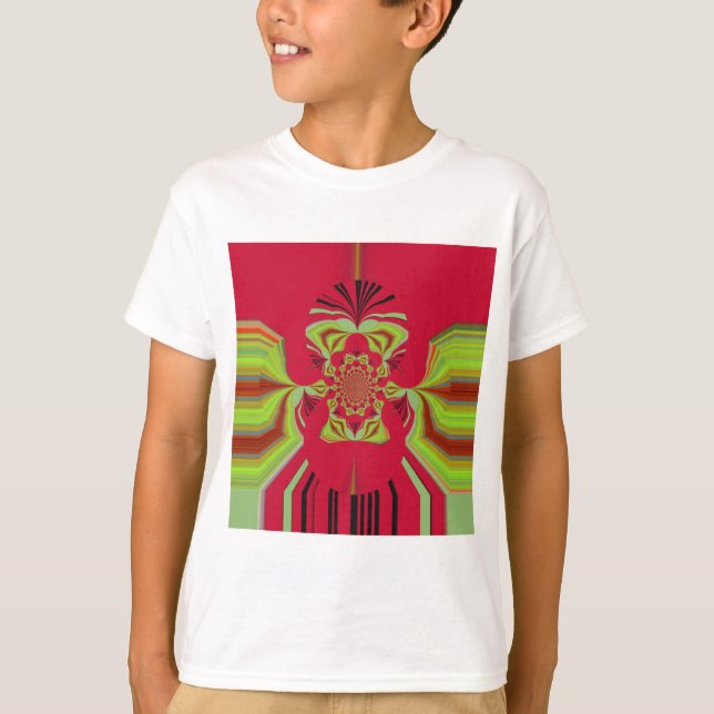 Camiseta Hermoso patrón de motivos amarillo rojo africano a (Anverso)