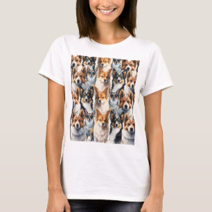 Camiseta Hermoso patrón de perro Corgi en acuarela         