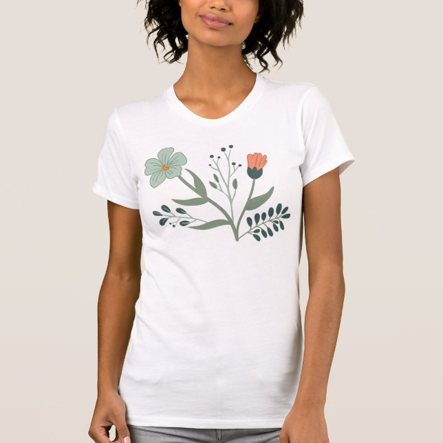 Camiseta Hermoso patrón floral botánico (Anverso)
