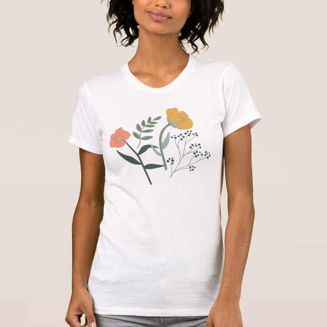 Camiseta Hermoso patrón floral botánico (Anverso)
