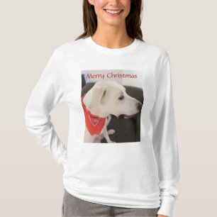 Camiseta Hermoso perro blanco con Navidades de bufanda T-Sh