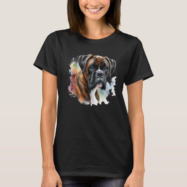Camiseta Hermoso perro boxer en acuarela (Anverso)
