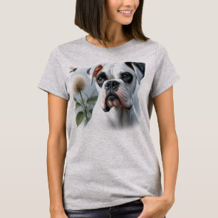 Camiseta Hermoso perro de boxer blanco presentado en la nat
