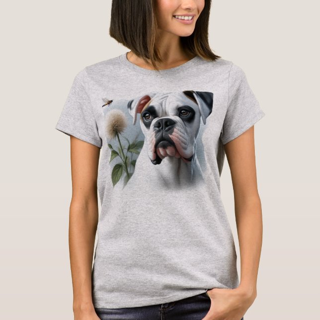 Camiseta Hermoso perro de boxer blanco presentado en la nat (Anverso)