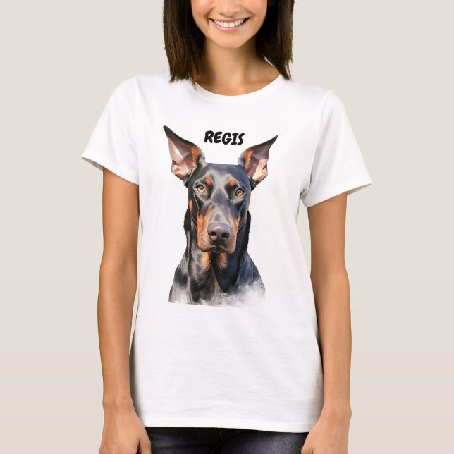 CAMISETA HERMOSO PERRO NEGRO & TAN DOBERMAN PINSCHER (Anverso)