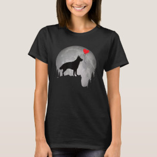 Camiseta Hermoso perro pastor alemán Silueta Luna Shep